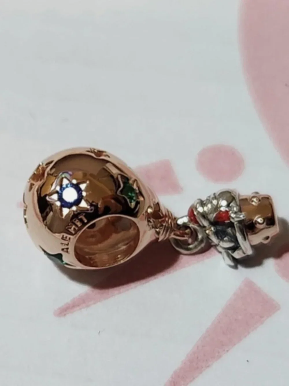 New Pandora Silver & Rose Gold-Plated Hot Air Balloon Santa Claus Charm